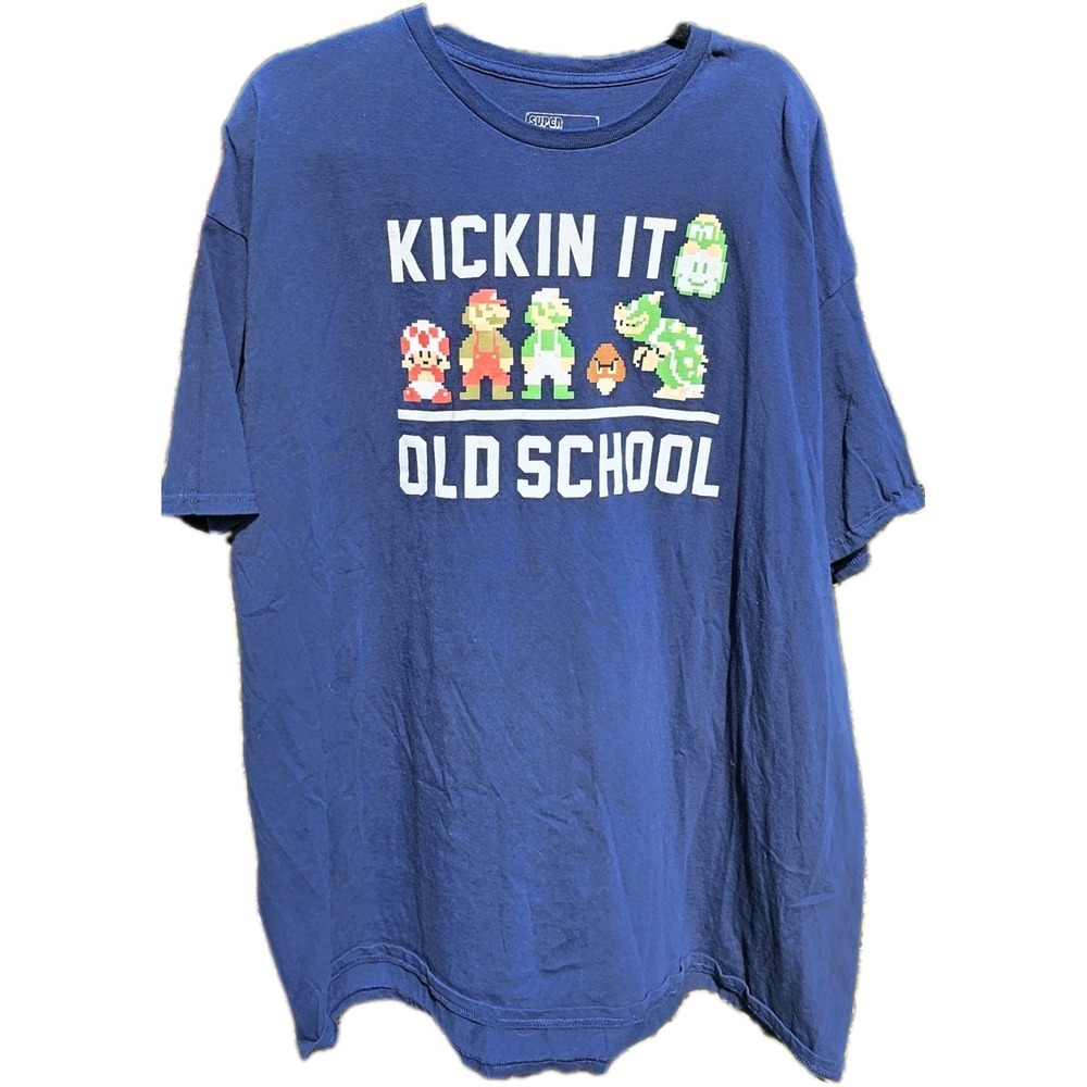 Nintendo Super Mario Bros Kickin It Old School Video Game Shirt Adult Sz. 3XL